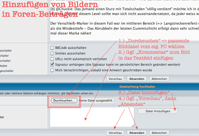 Hinweis wie ein Bild angefügt werden kann.